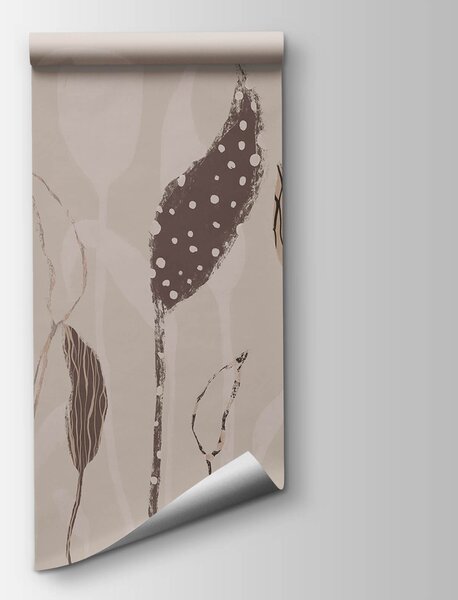 Carta da parati I delicati sussurri del disegno della natura, Carta da parati Foglie, Carta da parati popolare, t00550 - Tapeko.it