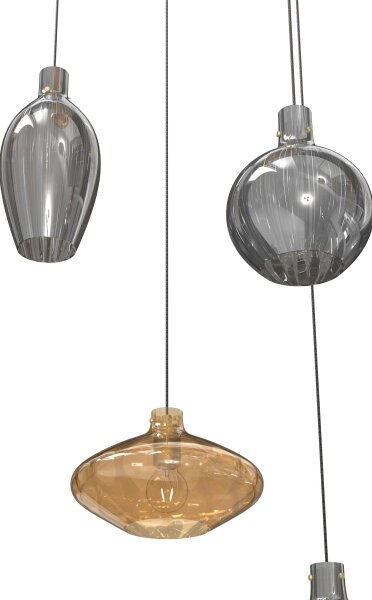 Wofi 5005-501 - Lampadario a sospensione con filo ROUEN 5xE14/40W/230V oro/grigio