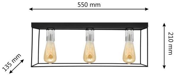 Plafoniera FINN 3xE27/15W/230V nero/cromo