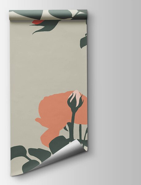 Carta da parati Composizione floreale dai colori vivaci, Carta da parati Foglie, Carta da parati popolare, t00600 - Tapeko.it