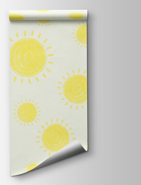 Carta da parati Motivo del sole giallo, Carta da parati per Bambini, Carta da parati popolare, t00594 - Tapeko.it