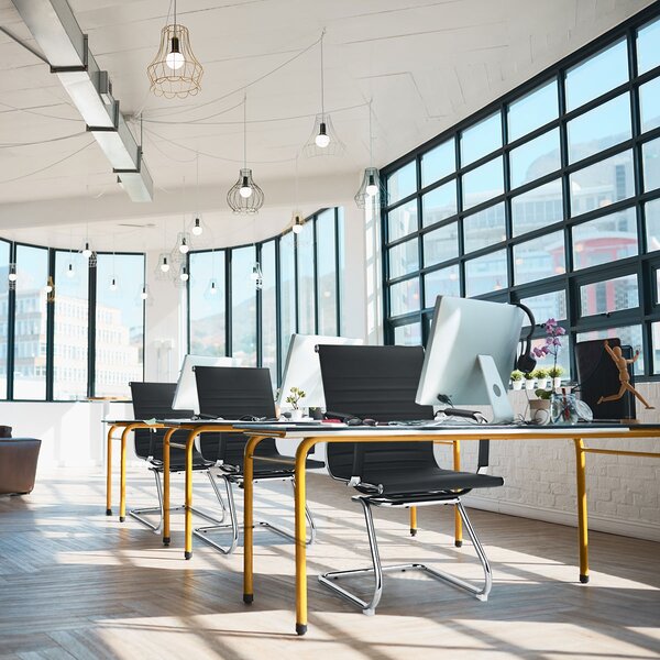 Costway Set di 2 sedie da ufficio moderne in pelle PU, Sedie ergonomiche con braccioli per sala conferenze Nero