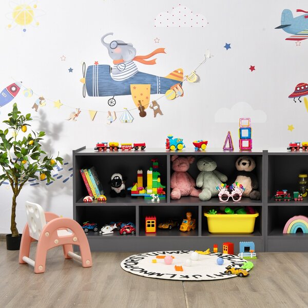Costway Libreria a 5 cubi per bambini e organizer giocattoli, Scaffale legno con 5 scompartimenti per stanza Grigio scuro