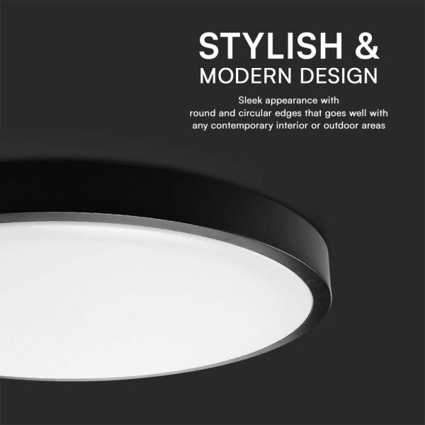 Plafoniera LED da bagno LED/18W/230V IP44 3000K diametro 25 cm nero