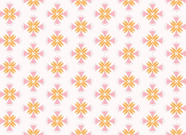 Carta da parati Motivo con fiori rosa e arancioni, Carta da parati Floreale, Carta da parati popolare, t00635 - Tapeko.it