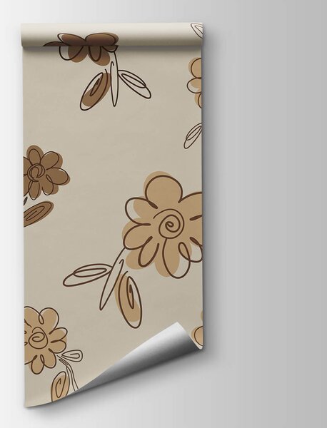 Carta da parati Motivo floreale su sfondo beige, Carta da parati Floreale, Carta da parati popolare, t00641 - Tapeko.it
