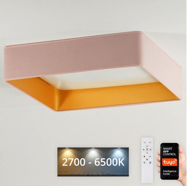 Brilagi-LED Plafoniera dimmerabile VELVET SQUARE LED/36W/230V Wi-Fi Tuya + telecomando rosa