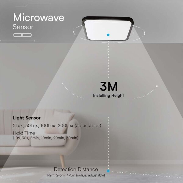 Plafoniera LED da bagno con sensore LED/18W/230V 4000K IP44 nero