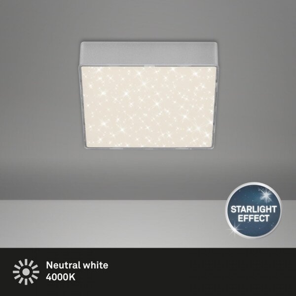 Briloner 7076-414 -Plafoniera LED STAR SKY LED/11W/230V 15x15 cm argento