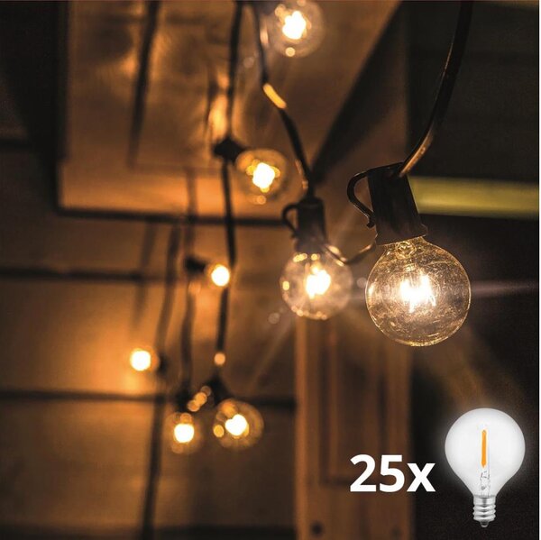 Brilagi - Catena decorativa LED da esterno GIRLANDA 25xE12 20 m nera IP44 bianco caldo
