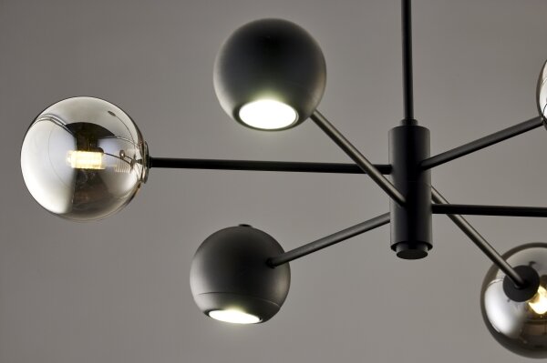 Jupiter 1974 - Lampadario a sospensione con supporto rigido MOKA 3xGU10/10W/230V + 3xG9/10W/230V nero/cromo
