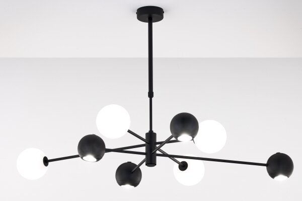 Jupiter 1998 - Lampadario a sospensione con supporto rigido MOKA 4xGU10/10W/230V + 4xG9/10W/230V nero/bianco