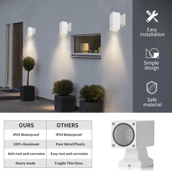 Aigostar - Applique da esterno 1xGU10/230V bianco IP65 quadrato