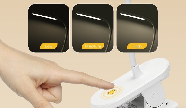 Aigostar - LED Lampada da tavolo ricaricabile dimmerabile con clip LED/2,5W/5V 1200mAh bianco