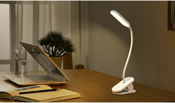 Aigostar - LED Lampada da tavolo ricaricabile dimmerabile con clip LED/2,5W/5V 1200mAh bianco