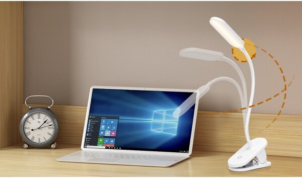 Aigostar - LED Lampada da tavolo ricaricabile dimmerabile con clip LED/2,5W/5V 1200mAh bianco
