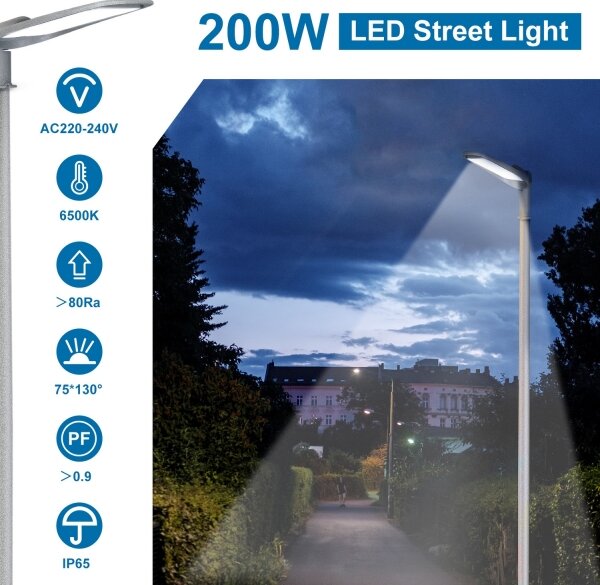 Aigostar - Lampione stradale LED SLIM LED/200W/230V 6500K IP65
