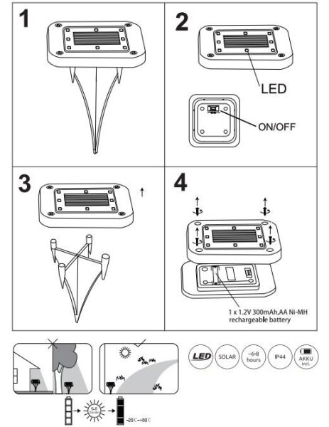 Globo 33414Q-2 - SET 2x Lampada LED solare SOLAR LED/0,8W/1,2V IP44