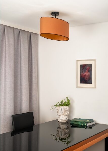 Duolla - Lampadario a plafone OVAL VEGAN 1xE27/15W/230V marrone
