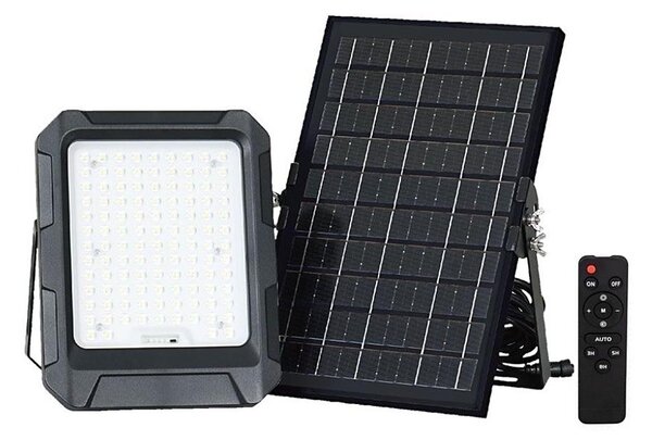 Faretto solare LED 10W 3,7V IP65 4000K nero + telecomando