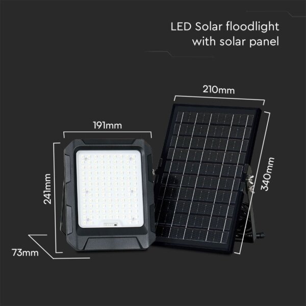 Faretto solare LED 10W 3,7V IP65 4000K nero + telecomando