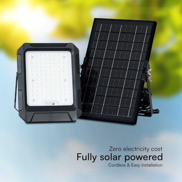 Faretto solare LED 10W 3,7V IP65 4000K nero + telecomando