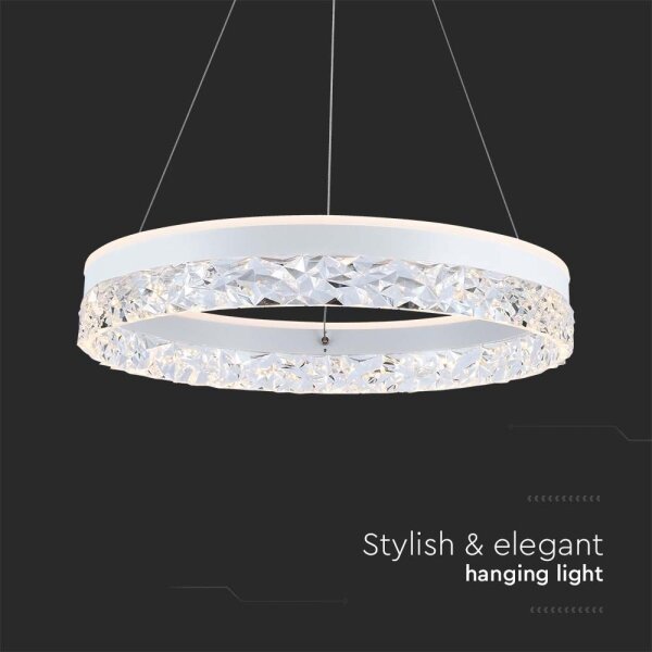 Lampadario LED a sospensione con filo LED/25W/230V 3000K diametro 50 cm bianco