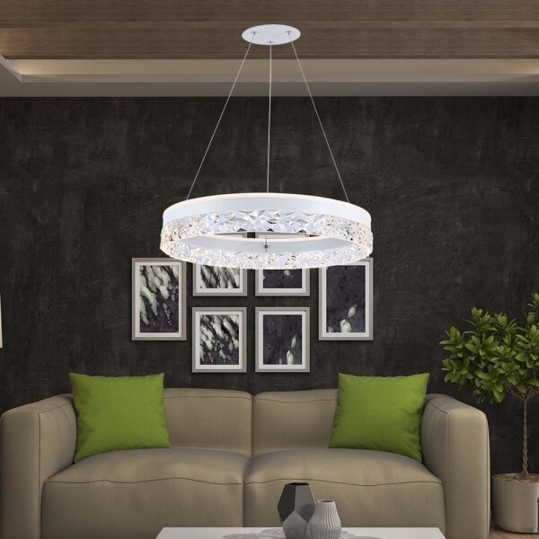 Lampadario LED a sospensione con filo LED/25W/230V 3000K diametro 50 cm bianco