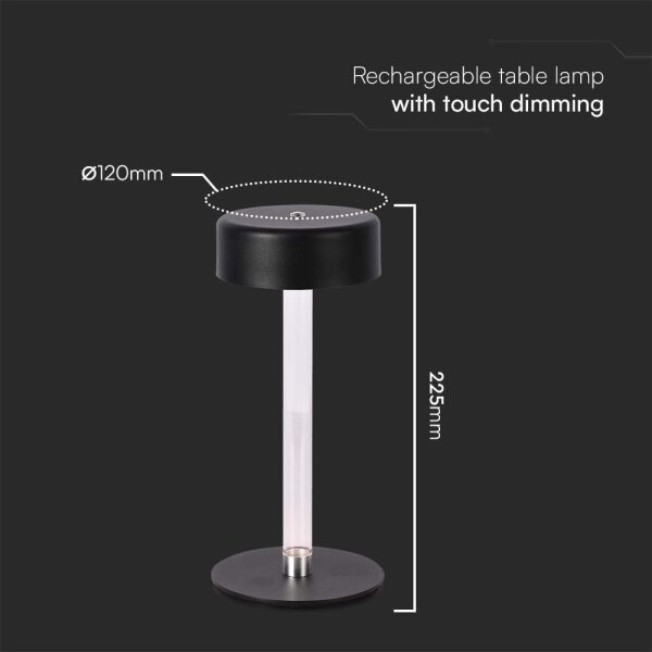 LED Lampada da tavolo ricaricabile dimmerabile LED/3W/5V 3000-6000K nero