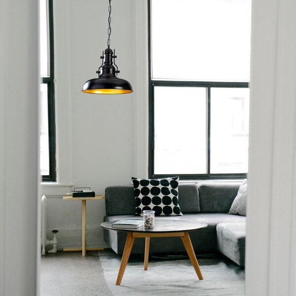 Lampadario nero con paralume in metallo ø 32 cm Detroit – Opviq lights