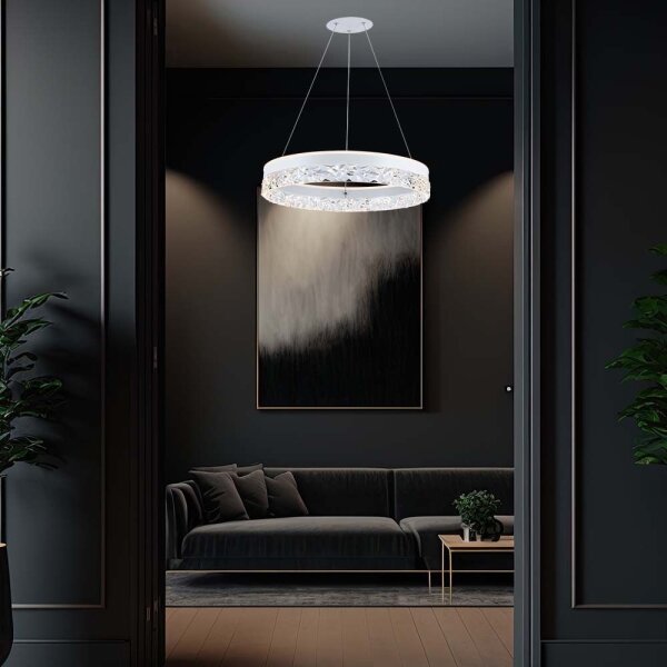 Lampadario LED a sospensione con filo LED/25W/230V 3000K diametro 50 cm bianco