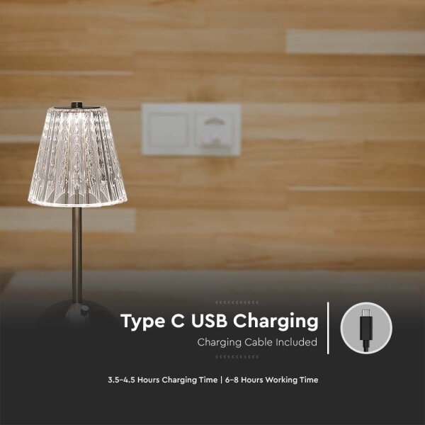 LED Lampada da tavolo ricaricabile dimmerabile LED/2,4W/5V 3000-6000K 1800 mAh cromo