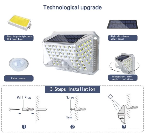 Brilagi-LED lampada solare da parete WALLIE LED/4W/5,5V argento con sensore