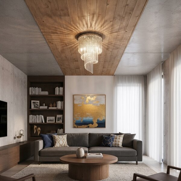 Ideal Lux - Lampadario di cristallo a plafone CARLTON 12xE14/40W/230V diametro 50 cm cromo