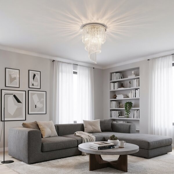 Ideal Lux - Lampadario di cristallo a plafone CARLTON 12xE14/40W/230V diametro 50 cm cromo
