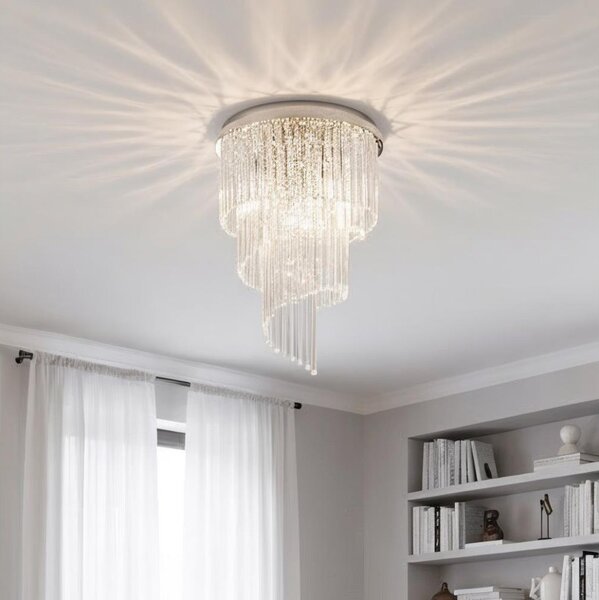 Ideal Lux - Lampadario di cristallo a plafone CARLTON 12xE14/40W/230V diametro 50 cm cromo
