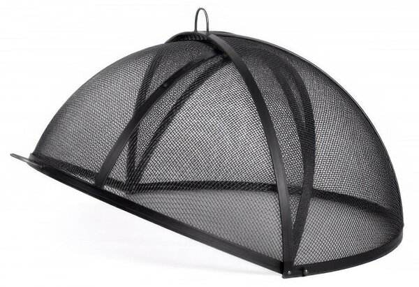 Schermo Protettivo Apribile in Acciaio Grezzo per Braciere, Diametro 59cm e Altezza 35cm - Artigianale Europeo