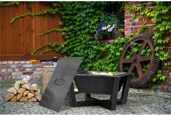 Coperchio 71,5x71,5 cm in Acciaio Naturale per Braciere - Artigianale di Alta Qualit�, Prodotto in Europa