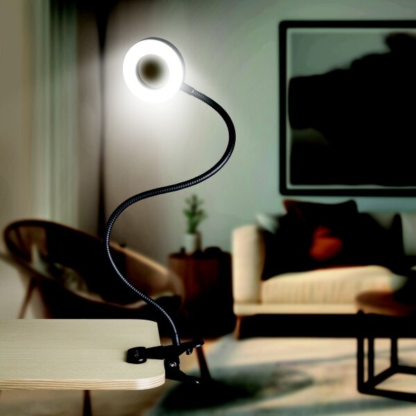 Solight WO66-B- Lampada da tavolo LED dimmerabile con clip LED/8W/230V 3000/4000/5000K nera