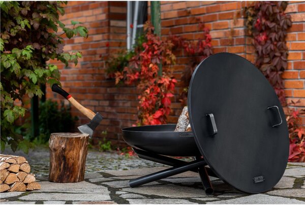 Coperchio in Acciaio Naturale da 61,5 cm con Bordo per Braciere - Artigianale, Alta Qualit�, Prodotto in Europa