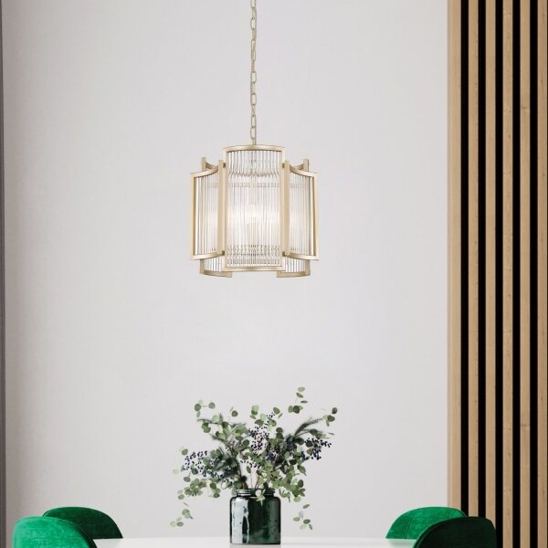 Zuma Line P0528-03A-V6AC - Lampadario a sospensione con catena SERGIO 3xE14/60W/230V oro