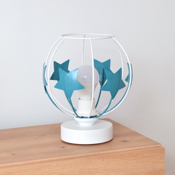 Lampada da tavolo per bambini STARS 1xE27/15W/230V turchese/bianco