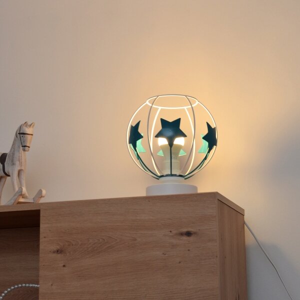 Lampada da tavolo per bambini STARS 1xE27/15W/230V turchese/bianco