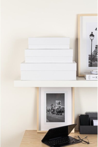 Scatole in set con coperchio bianche in cartone 3 pz 42,5x29,5x13 cm Kian Paper Laminate – Bigso