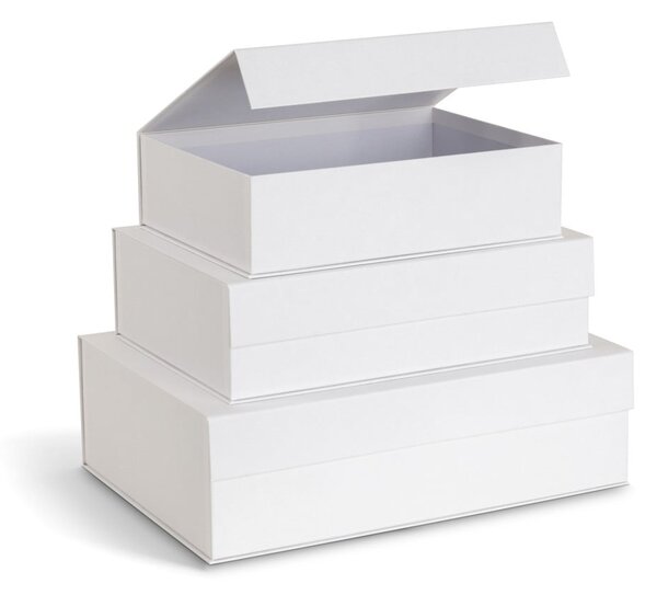 Scatole in set con coperchio bianche in cartone 3 pz 42,5x29,5x13 cm Kian Paper Laminate – Bigso