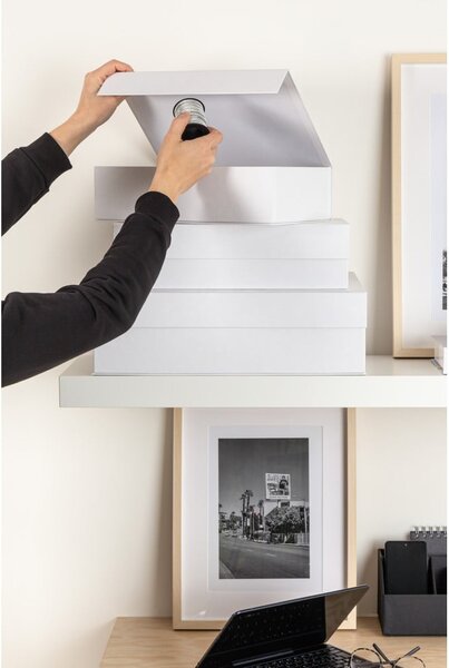 Scatole in set con coperchio bianche in cartone 3 pz 42,5x29,5x13 cm Kian Paper Laminate – Bigso
