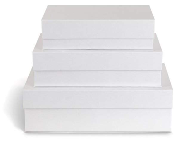 Scatole in set con coperchio bianche in cartone 3 pz 42,5x29,5x13 cm Kian Paper Laminate – Bigso