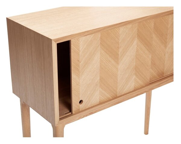 Cassettiera in rovere a spina di pesce, altezza 90 cm - Hübsch
