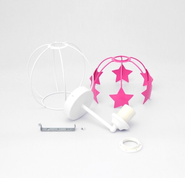 Applique per bambini STARS 1xE27/15W/230V rosa/bianco