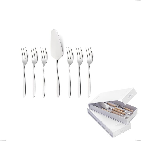 Confezione a libro 7 pezzi, forchettine pi� paletta dolce armonia, Acciaio inox Aisi 304 lucido, spessore 3 mm